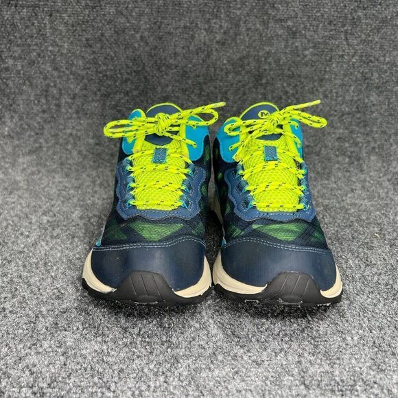 Merrell Moab Speed Mid Shoe Big Kid Size 4 Navy Hi Viz Waterproof Outdoor Hiking - Picture 2 of 13